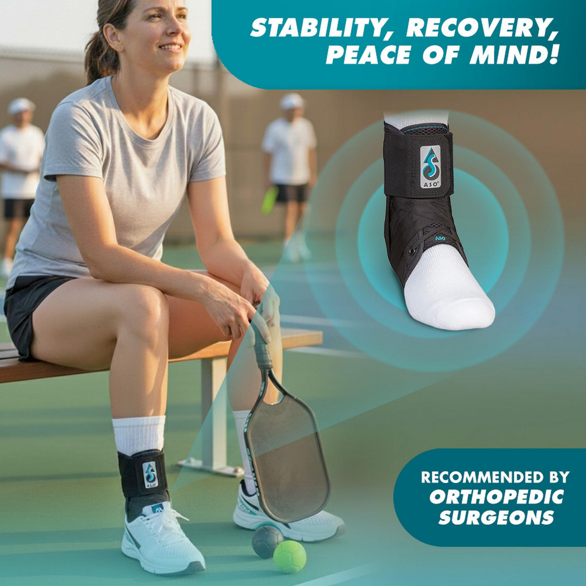 Med Spec ASO Ankle Stabilizer Lace Up Ankle Brace Sprain Support Black, SM
