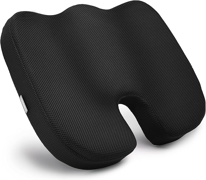 DMI Seat Cushion For Sciatica Pain Relief and Tailbone Pain, Office Desk Chair Cushion For Sitting, Car Seat Cushion, Sitting Pillow, Molded Foam Seat, Black