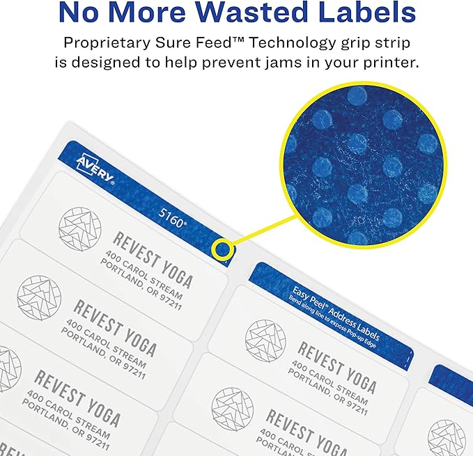 Avery Matte White Round Labels, Sure Feed Technology, Permanent Adhesive, 1-1/2", 400 Labels (8293)