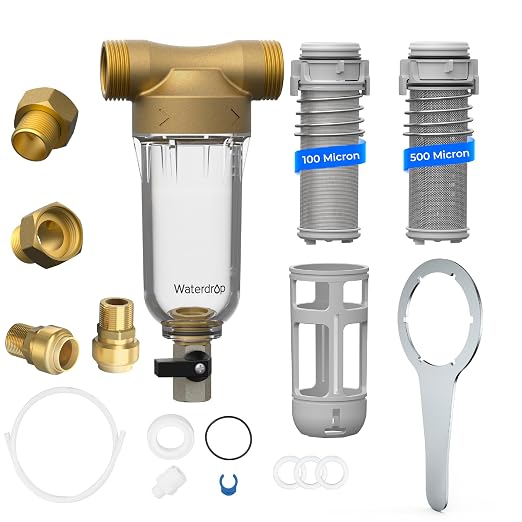 Waterdrop Spin Down Sediment Filter, Backwash Whole House Water Filter System