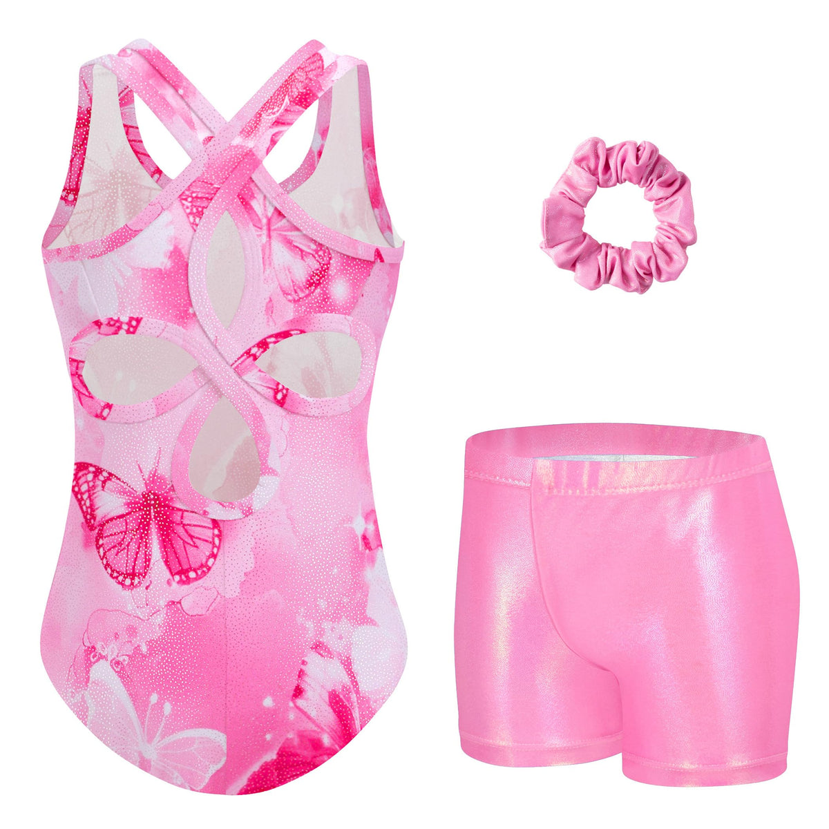 Zaclotre Girls Gymnastics Leotard Sparkly Tumbling Gymnastic Outfit Sleeveless Dance Unitards Biketards with Shorts 6-7 Years