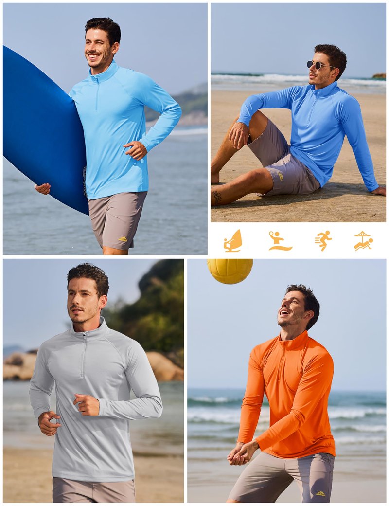 TACVASEN Mens Long Sleeve Quarter Zip Pullover Shirts Rash Guard Quick Dry Running for Men Sun Protection Swimming T-Shirts Wine Red