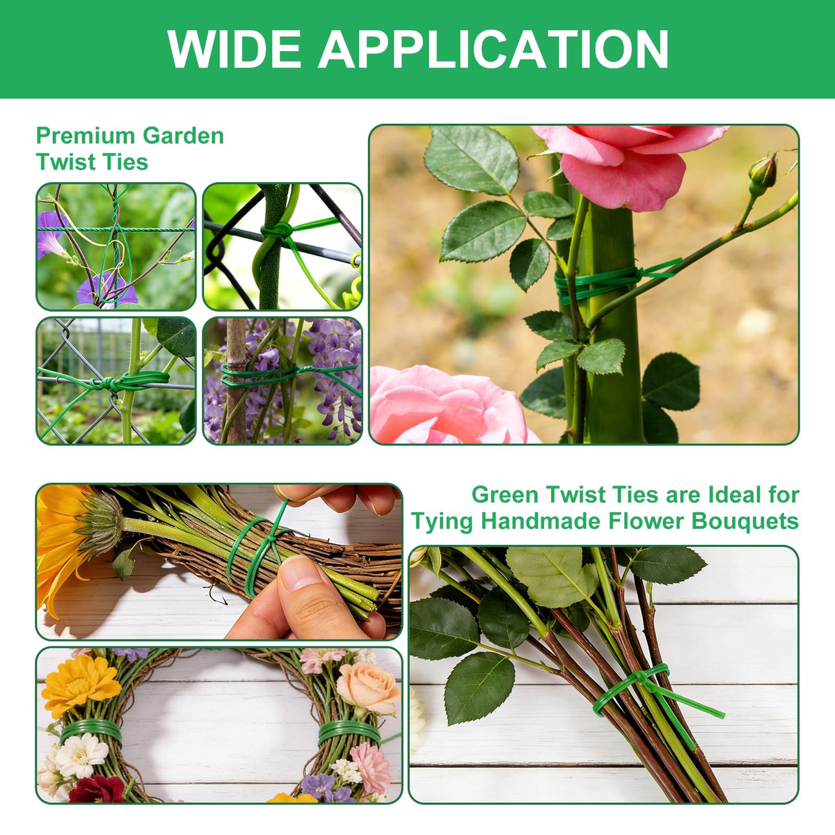 LBOKLING 2 Pack Twist Ties, 525 Feet (160m) Sturdy Garden Plant Ties with Cutter, Rustproof & Flexible Garden Ties for Plant of Gardening, Indoor & Outdoor Home and Office Use (Green)
