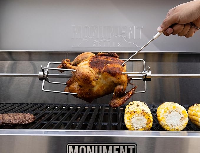 Monument Grills Denali 405 4-Burner Liquid Propane Gas Smart bbq Grill Stainless Steel with Rotisserie Kit(2 items)