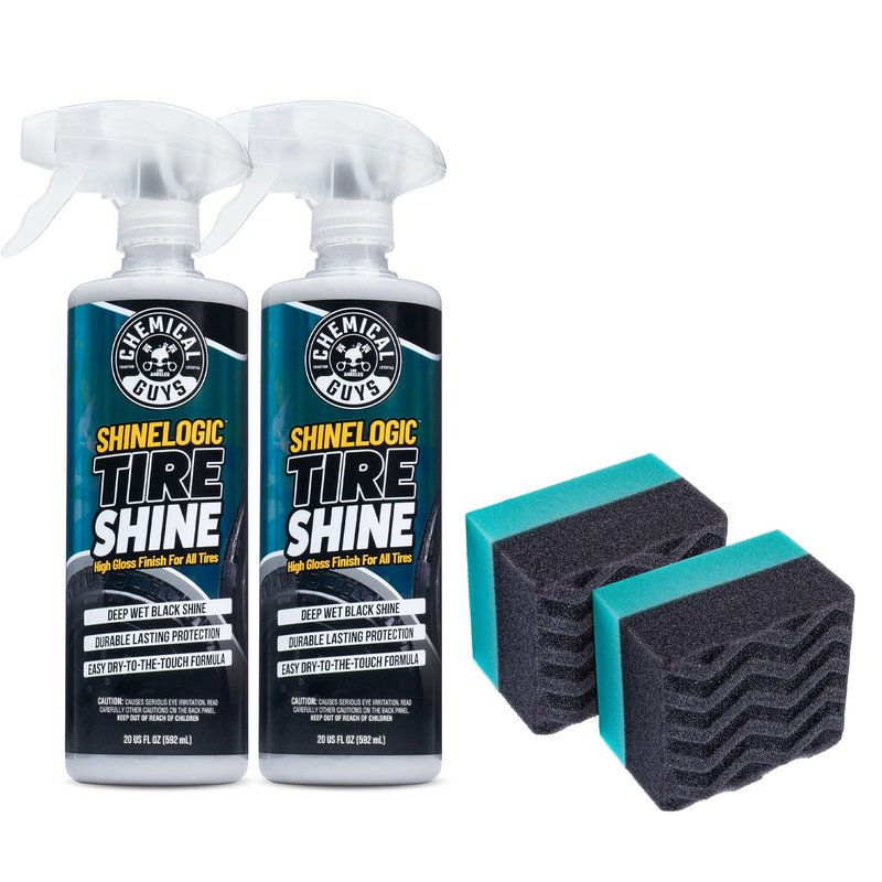 Chemical Guys ShineLogic Tire Shine Safe for Cars, Trucks, Motorcycles, RVs & More, Includes WonderWave Applicator Kit, 20 fl oz, 2 Pack