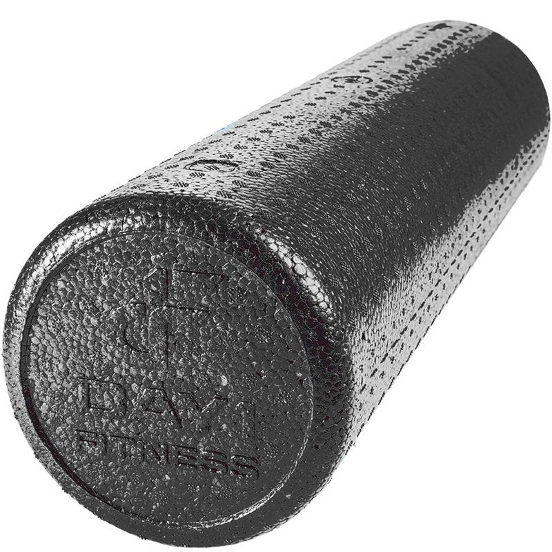High Density Muscle Foam Rollers by Day 1 Fitness - Sports Massage Rollers for Stretching, Physical Therapy, Deep Tissue, Myofascial Release - Ideal for Exercise and Pain Relief - Solid Black, 24"