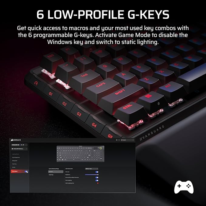 Corsair Vanguard 96 Wired Mechanical Gaming Keyboard – 96% Layout, MLX Plasma Linear Switches, 8000Hz Polling, LCD Display, Virtual Stream Deck, G-Keys, SOCD Flashtap, QWERTY US – Black