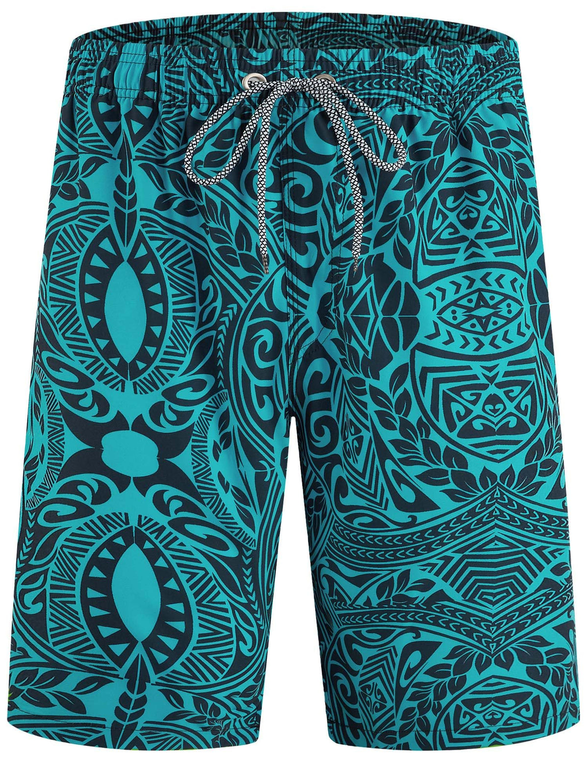 ELETOP Men's Swim Trunks Quick Dry Bathing Suit Swimming Board Shorts Mesh Lining Beach Swimwear Symbol Green XL