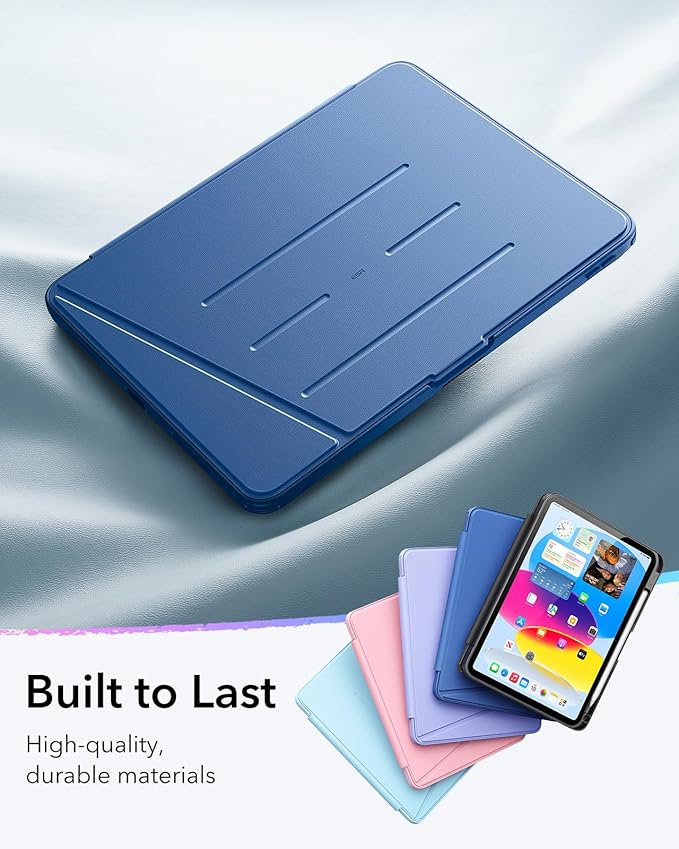 ESR for iPad A16 Case, iPad 11th/10th Generation Case (2025/2022), Vertical Stand Cover, Multi Stand Angles, Ultra-Stable Cover with Pencil Holder, Flip Series, Blue | (2025/2022), Multi Stand Angles, Ultra-Stable Cover, with Pencil Holder, Blue