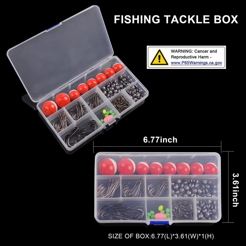 Fishing Tackle Kit, 160pcs Basic Bobbers and Hooks Assortment With Octopus Circle, Baitholder Hooks, Sinker Weights, Terminal Tackle Box for Trout Catfish Panfish