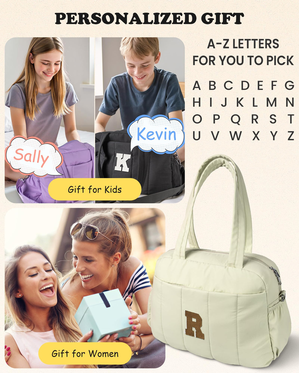 Vogewood Duffel Bag, Personalized Weekender Bags Overnight Bag for Women, Travel bags with Makeup Pouch, Birthday Gifts