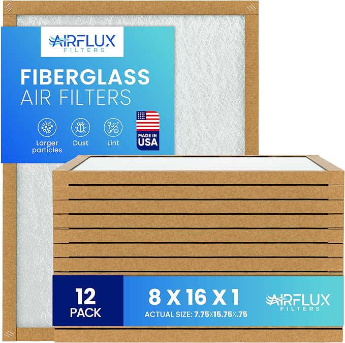 Fiberglass Air Filter -8x16x1Air Filter 12 Pack