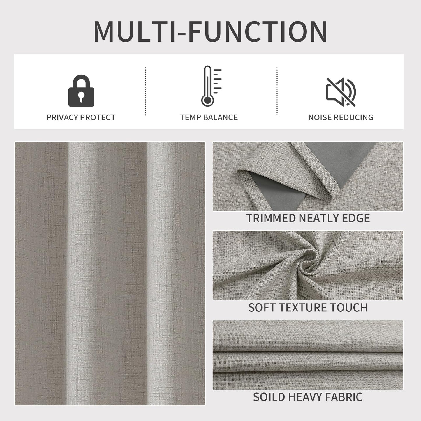 Joydeco 100% Blackout Curtains 84 Inch Length 2 Panels Set, Room Darkening Curtains for Bedroom, Grommets 100% Black Out Textured Thermal Light Blocking Drapes Privacy Protection, 52W x 84L Inch