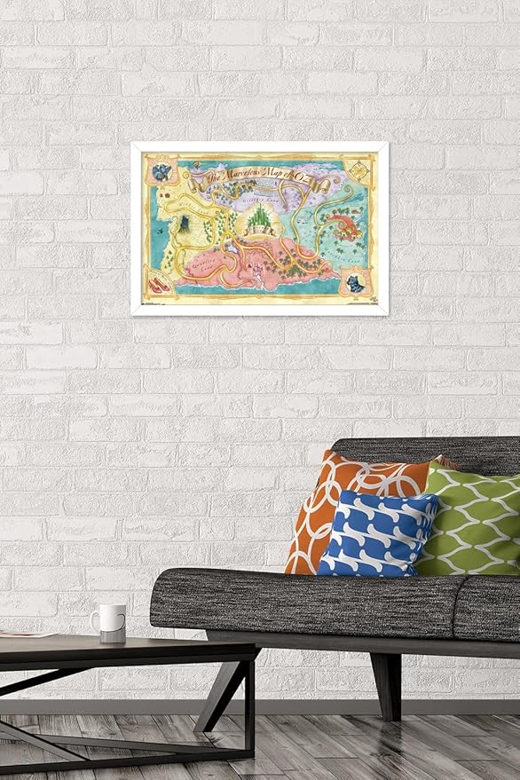 The Wizard Of Oz - Map Wall Poster, 22.4L" x 14.7W", White Framed Version