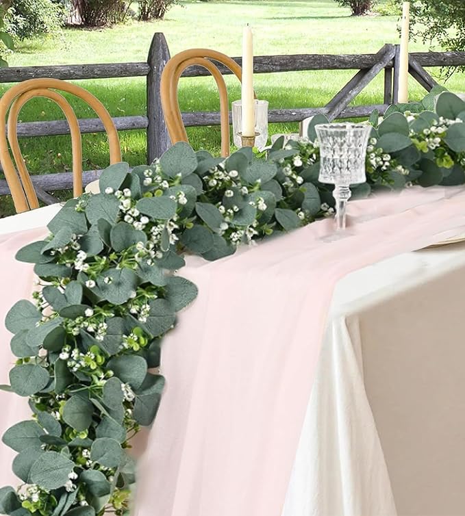 Eucalyptus Garland 6FT Artificial Ivy Greenery Fake Silver Dollar Eucalyptus Leaves Vines Table Decor Green Vine Spring Artificial Vines for Home Mantle Party Decor Indoor/Outdoor (4)