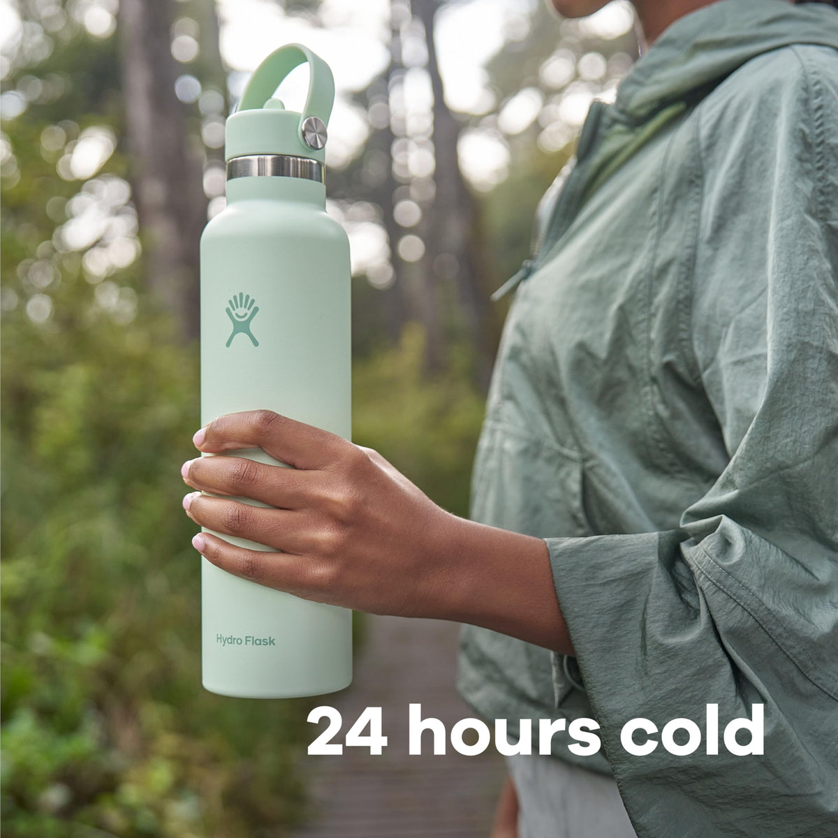 Hydro Flask Water Bottle - Insulated Stainless Steel - Straw Lid, Non Spill, Leakproof 24 Oz Agave Green