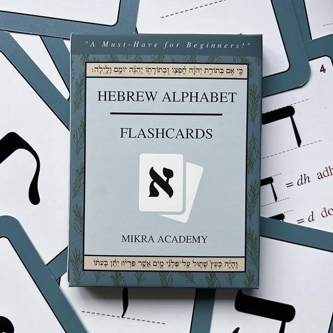 Biblical Hebrew Alphabet Flashcards for Beginners – 22 Alephbeth Study Cards + Bonus Vowel Pointing Reference Card – Portable & Durable 3.75”x5” Study Set for Biblical Hebrew Students – Mikra Academy