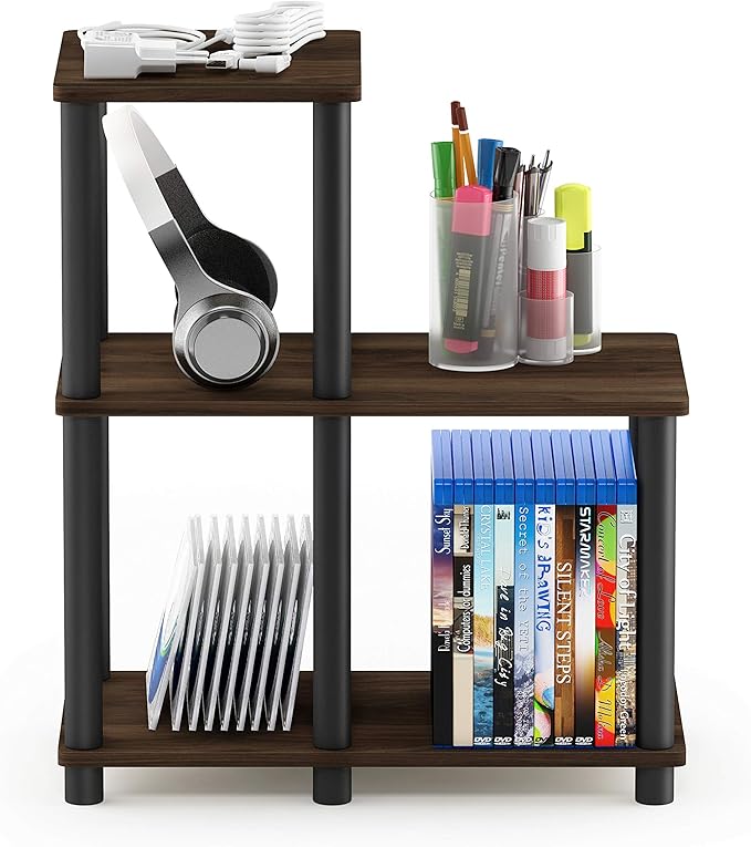 Furinno Turn-N-Tube Accent Decorative Shelf, Columbia Walnut/Black