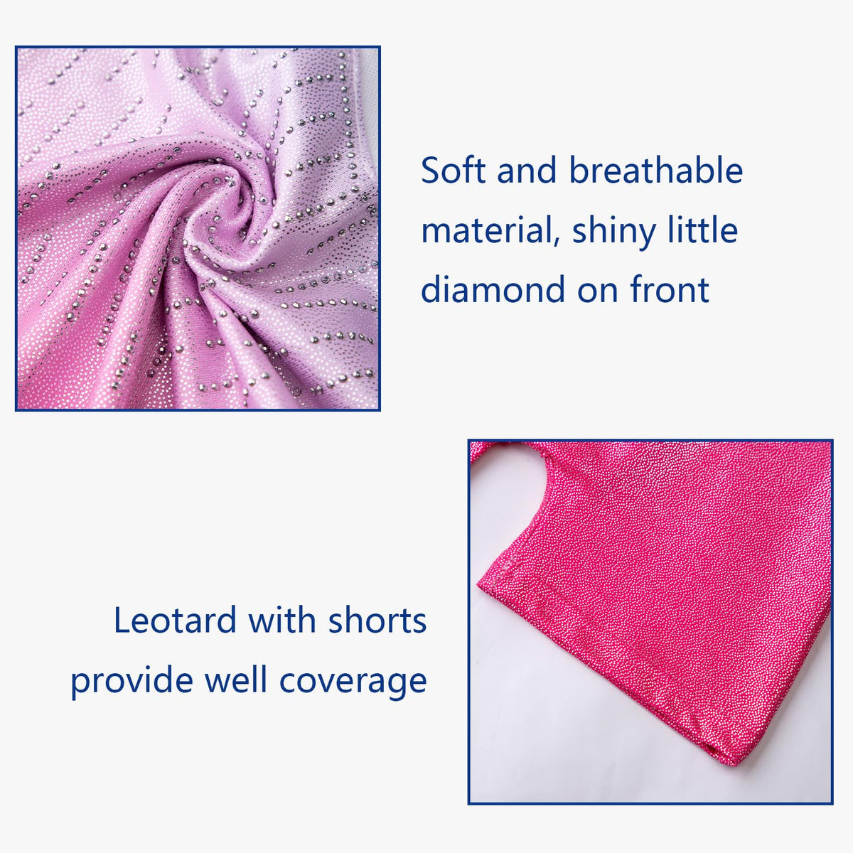 DAXIANG Gymnastics Leotards for Girls Sparkly One Piece Kids Unitard Biketards with Shorts Pink Diamond 5-6 Years