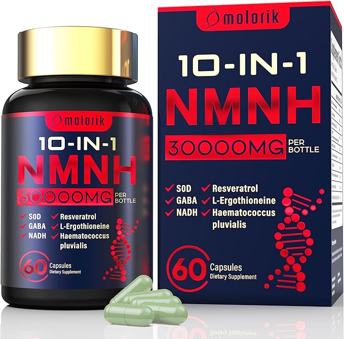 NMNH (Dihydronicotinamide Mononucleotide), 1000mg Per Serving NAD High Purity Supplement Alternative, Capsules Gluten Free, Non-GMO, for Anti-Aging, Energy, Focus - 069