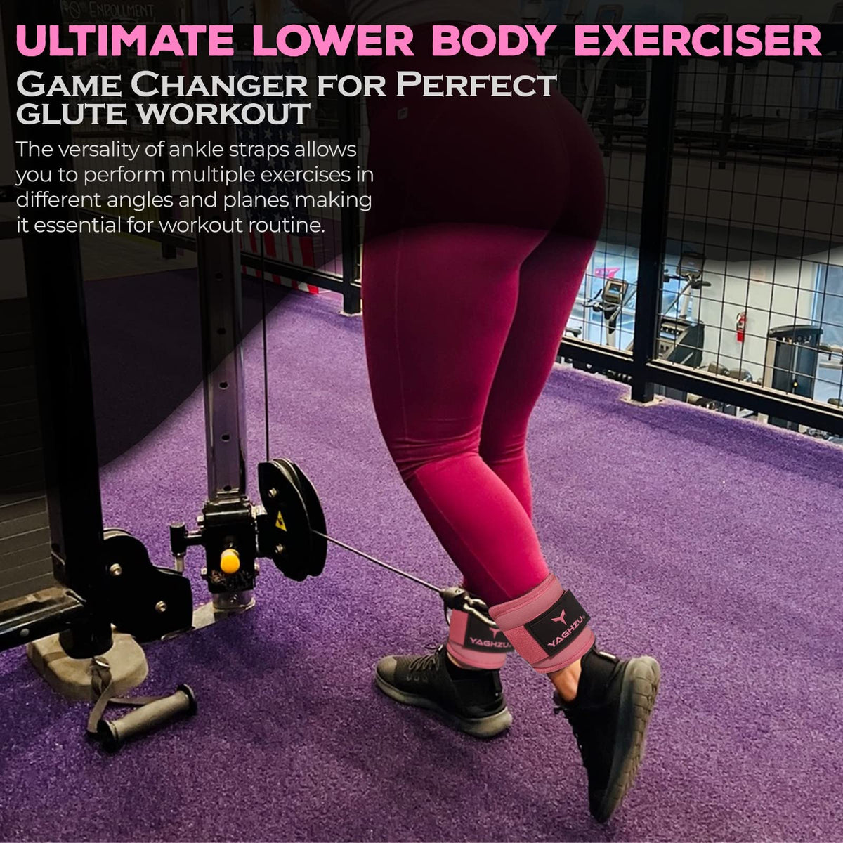 Gym Ankle Straps for Cable Machines Women & Men, Glute Kickbacks, Pair