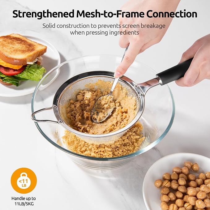 U-Taste Medium Fine Mesh Strainer: 18/8 Stainless Steel 4.73in 30 Mesh Kitchen