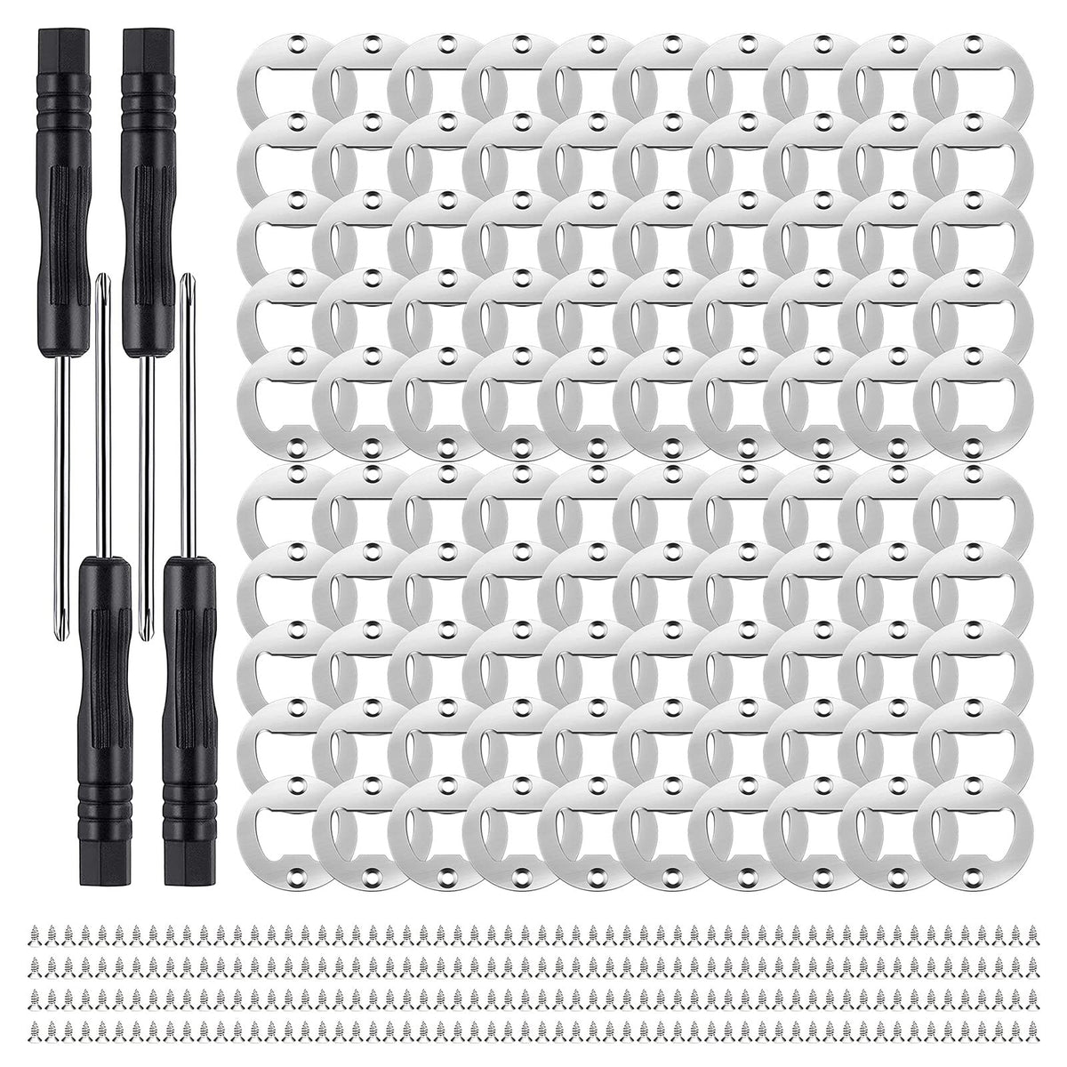 Ohiyoo 100 Set DIY Bottle Opener Kit - Stainless Steel Metal Opener Inserts for Wood (Black)