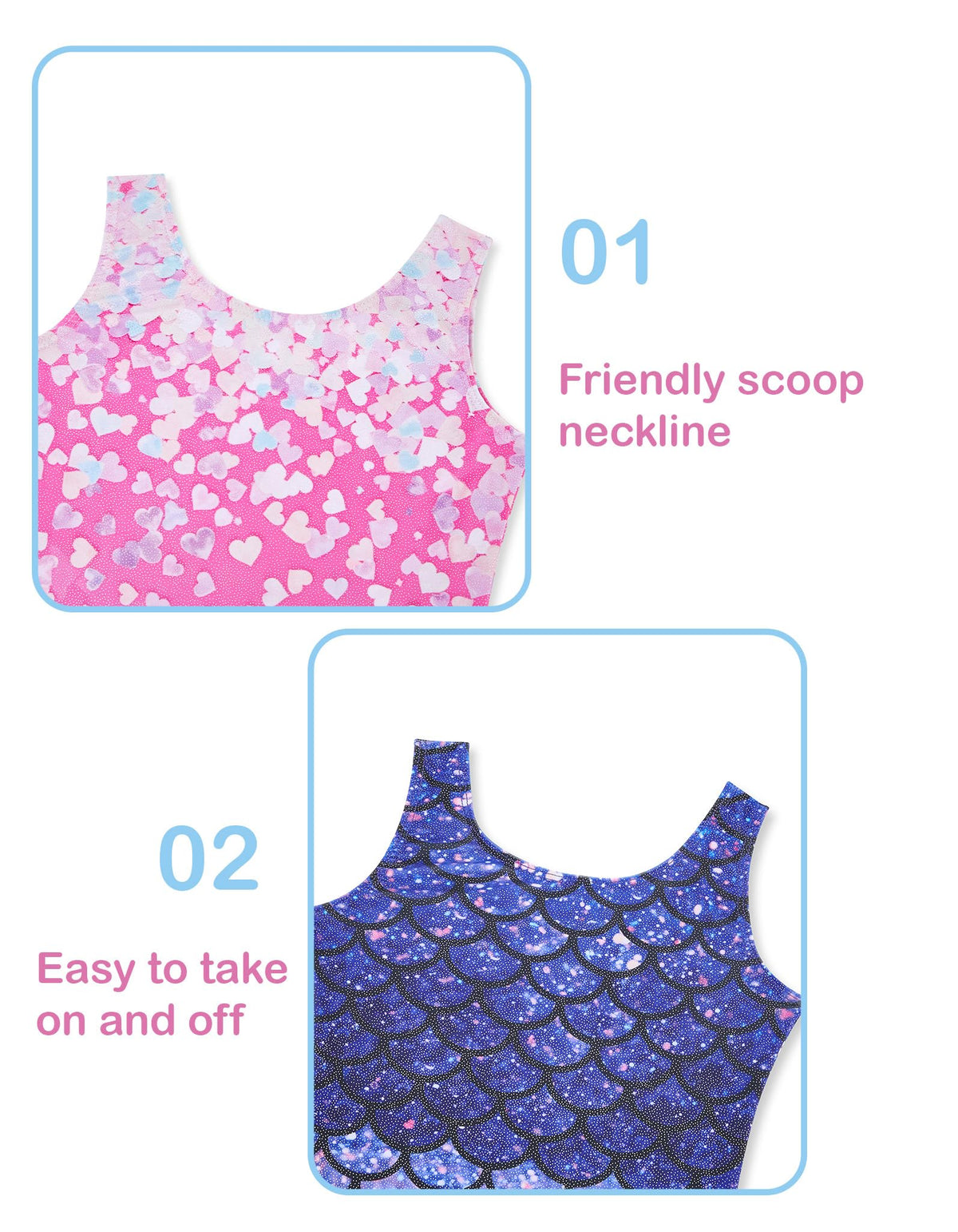 Tstiti Gymnastics Leotards for Girls 2 Pack Sparkly Biketards Outfit Set