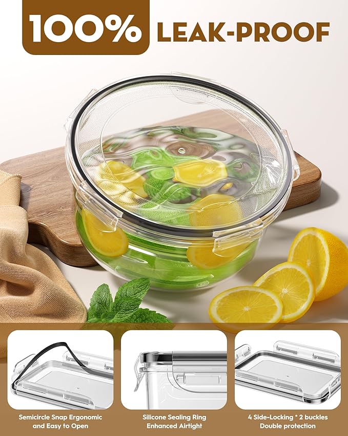 BiuLeon 40 PCS Food Storage Containers with Airtight Lids, BPA-free Plastic