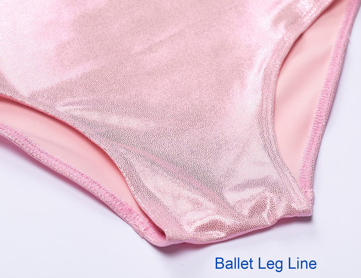 Domusgo Gymnastics Leotards for Girls 5-6 Years Old Pink Sparkly One Piece Tumbling Outfits