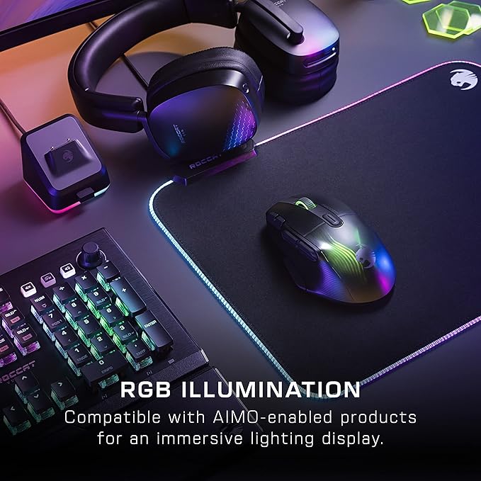 Turtle Beach Kone XP Air Wireless RGB Gaming Mouse, 19000 DPI Optical Sensor, 100-hour Rechargeable Battery & Charging Dock, 29 Programmable Inputs, Ergonomic Design, Bluetooth, 4D Wheel – Black