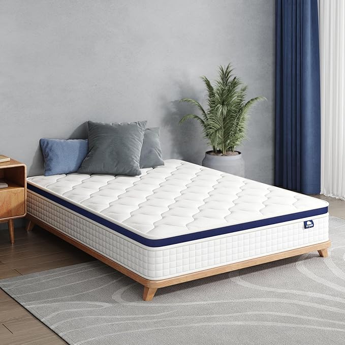 Crystli 14 Inch Queen Mattresses Bed in A Box, Queen Size Hybrid Mattress with Zero Pressure Foam, Innerspring Mattress for Pressure Relief, Motion Isolation, Medium Firm, CertiPUR-US Certified