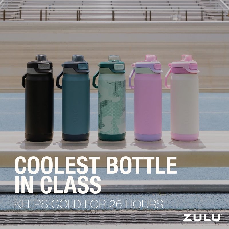 ZULU Powerfill Pro 18oz Kids Stainless Steel Water Bottle with Quick Fill Lid, Triple Wall Vacuum Insulated, Leak Proof Locking Lid, Sip & Chug, Reusable, BPA Free, Dishwasher Safe, Flower Crown