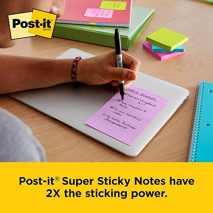 Post-it and Scotch Brand Essentials Pack, Back to School and Office Supplies, Includes Super Sticky Notes, Flags, Magic & Super Hold Tape & Multi-Purpose Scissors (Pack of 4)
