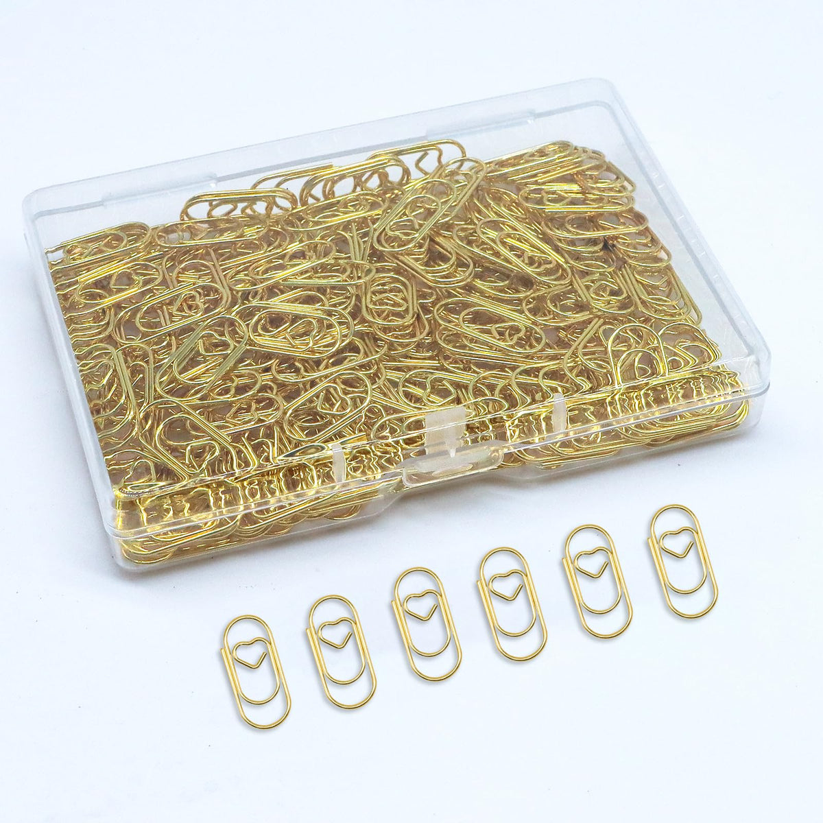 Small Gold Paper Clips 200 Pcs Love Heart Shaped Paperclips Stainless Steel Cute Paperclips for Paperwork Office School Desk Organizers Wedding Invitations DIY Crafts Scrapbooking (Gold)