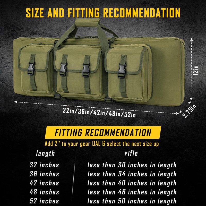 DULCE DOM 32 inch Double Rifle Case Soft Bag Gun Case, Perfect for Rifle Pistol Firearm Storage and Transportation, All Around Shooting Range Tactical Rifle Backpack, Indoor Outdoor