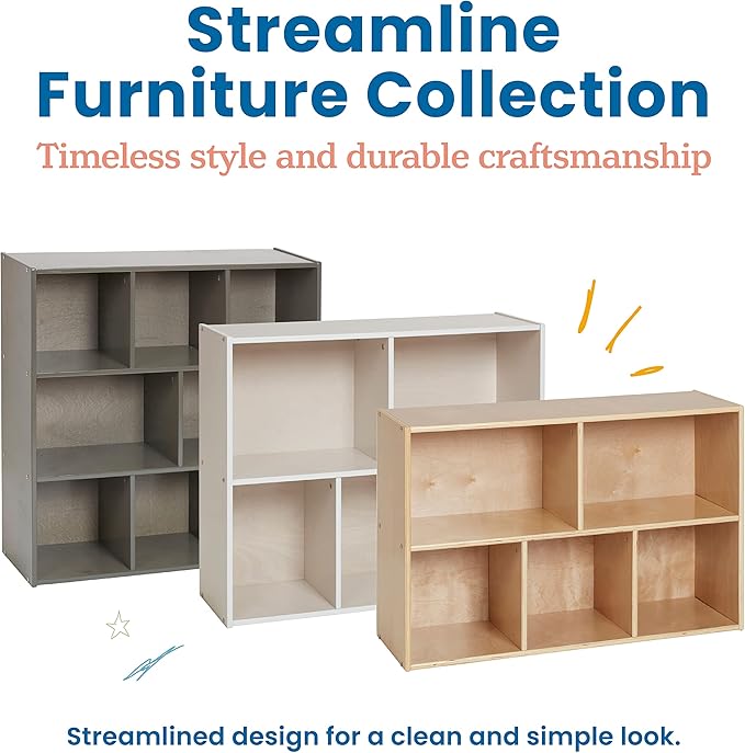 ECR4Kids Streamline 5-Compartment Storage Cabinet, 30in, Classroom Furniture, Natural