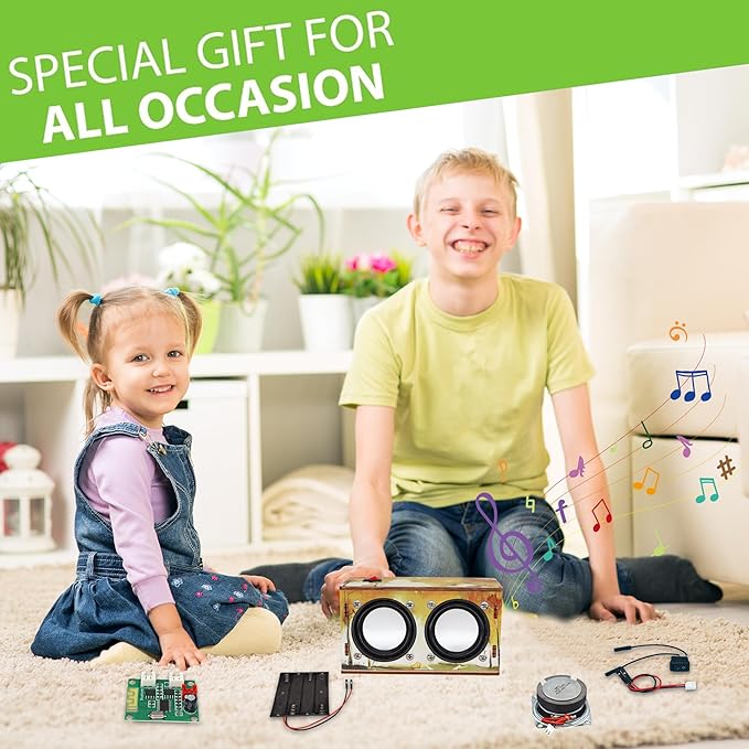 Gifts for Teen Girls Boys - Science Kits for Kids Age 8-10-12-14 - Crafts for Girls 8-12| STEM Toys Build Bluetooth Speaker Kit| DIY Electronic Projects 9 11 13 15 16+ Year Old (Printed Wooden)