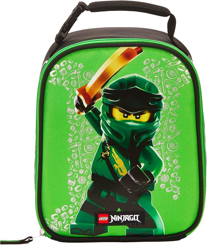 LEGO NINJAGO Lunch Box, Insulated Soft Reusable Lunch Bag Meal Container for Boys and Girls, Perfect for School, or Travel, Meal Tote to Keep Food and Drinks Cold, Hero Green
