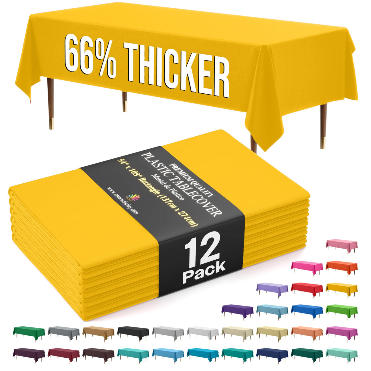 Exquisite Party Solids 66% Thicker Premium Plastic Table Cloth Rectangle Table Cover 0.5 Mil 12 Pack Red Table Cloth 54 Inch x 108 Inch Disposable Tablecloth Won't Tear Easily Like Cheap Thin Brands