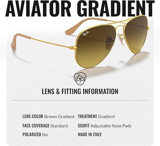 Ray-Ban RB3025 AVIATOR GRADIENT Pilot Shaped Sunglasses for Men & Women with Official RAYBAN Eyewear Kit