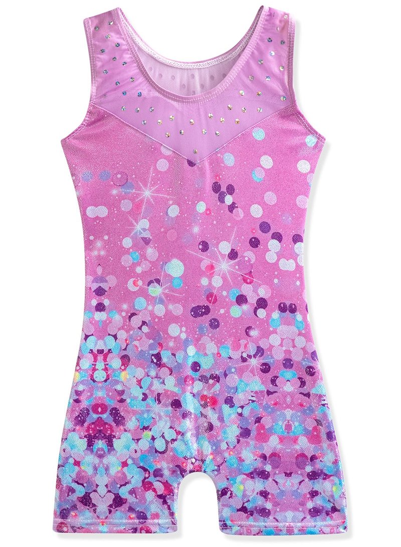 HOZIY Gymnastics Leotards for Girls 3t 4t Purple Sequins Diamond Rhinestones Mesh Strap Tumbling Outfits Dance Clothes Apparel Sparkly