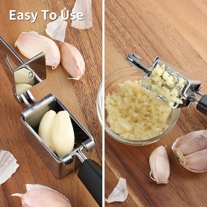 Balamno Garlic Press Stainless Steel, Manual Garlic Mincer for Kitchen Use