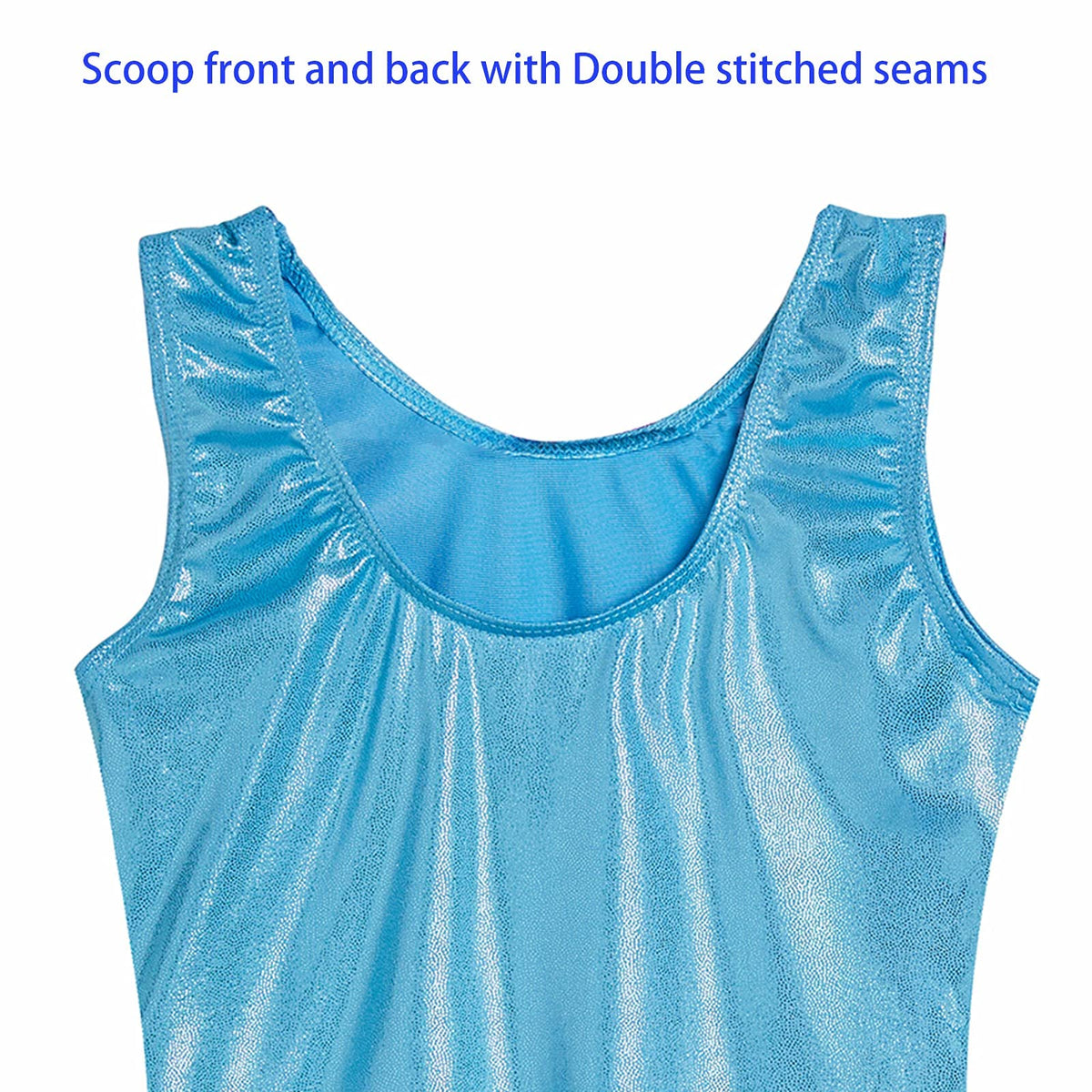Domusgo Gymnastics Leotards for Girls 6-7 Years Old Blue Sparkly One Piece Tumbling Outfits