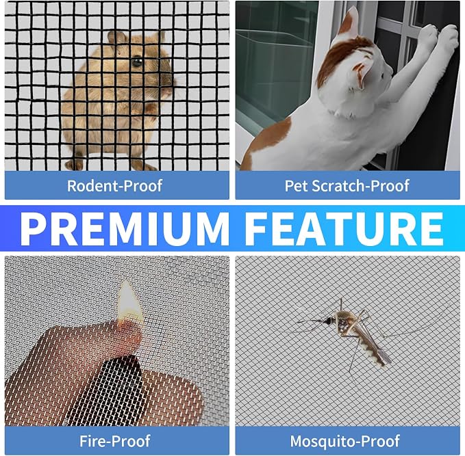 304 Stainless Steel Mesh, 47in x 10ft, 22 Mesh, Sturdy Metal Screen Roll