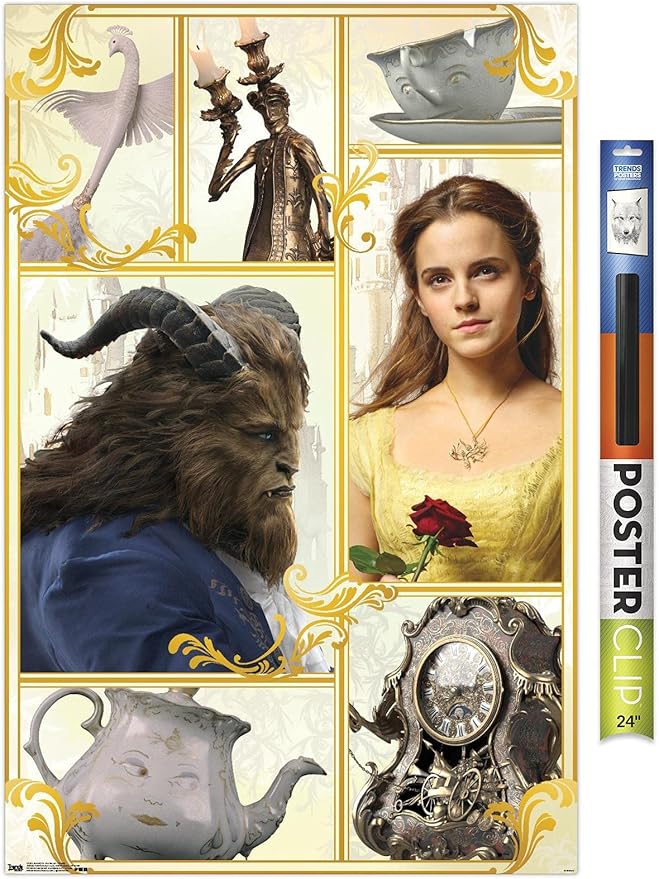 Trends International Disney Beauty And The Beast - Group Wall Poster, 22.375" x 34", Premium Poster & Clip Bundle