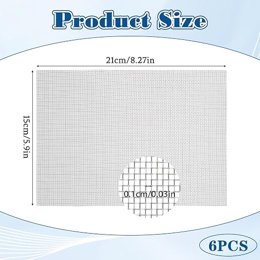 6 Pcs Stainless Steel Wire Mesh Sheet 20 Mesh Air Vent Fine Meshs 1mm Hole