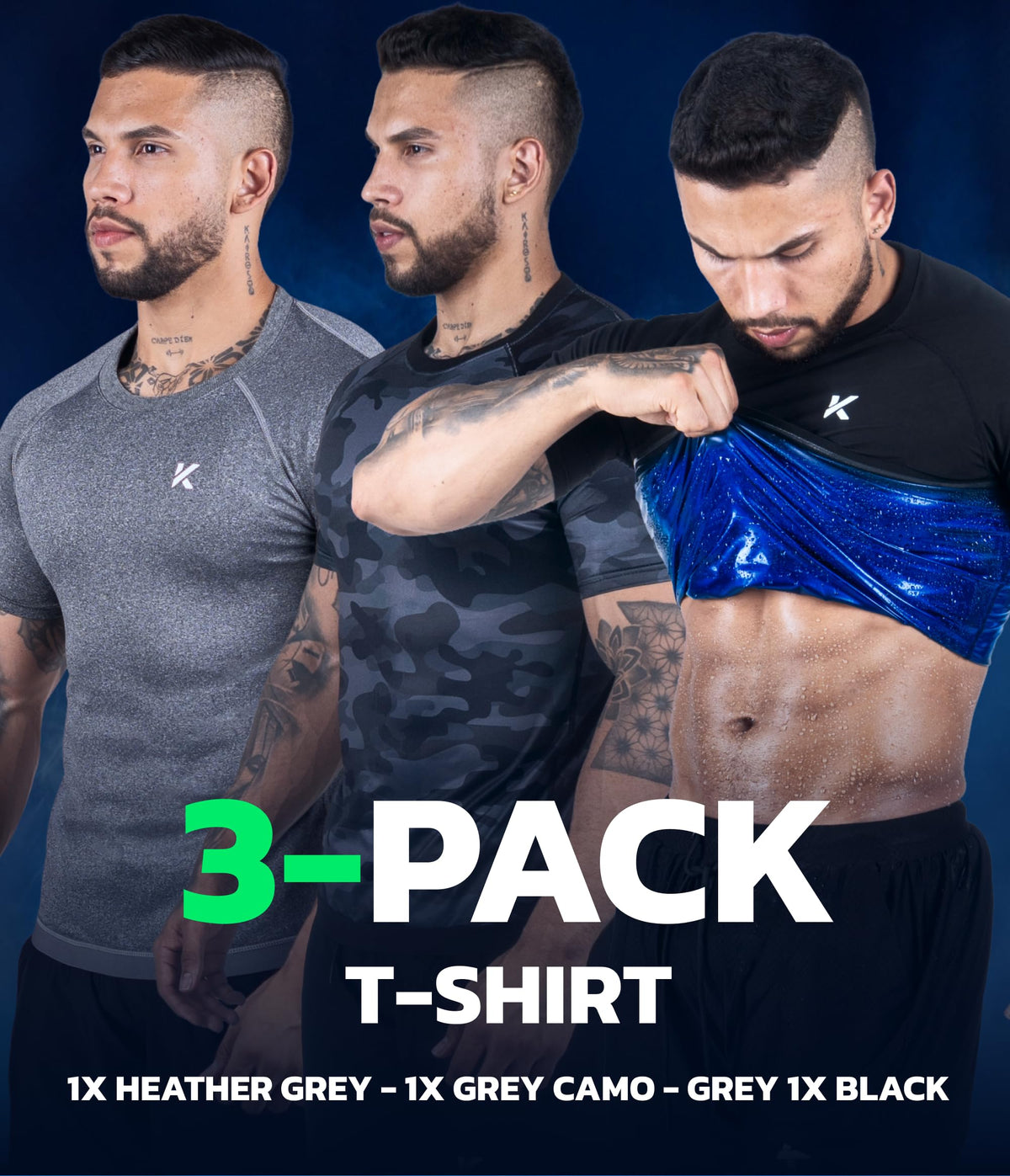 Kewlioo 3 Pack Sauna Shirt for Men - Original Heat Trapping Sweat Vest, Sauna Suit For Men, Compression Workout Sweat Suit for Gym, Workouts