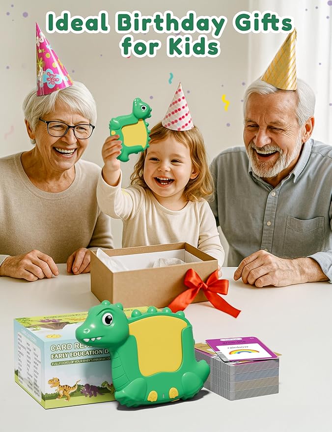 Portuguese and English Talking Flash Cards for Kids, 510 Sight Words Bilingual Learning Toys for Toddlers, Portuguese Alphabet Flashcards Pocket Speech Therapy Toys, Dinosaur Shaped