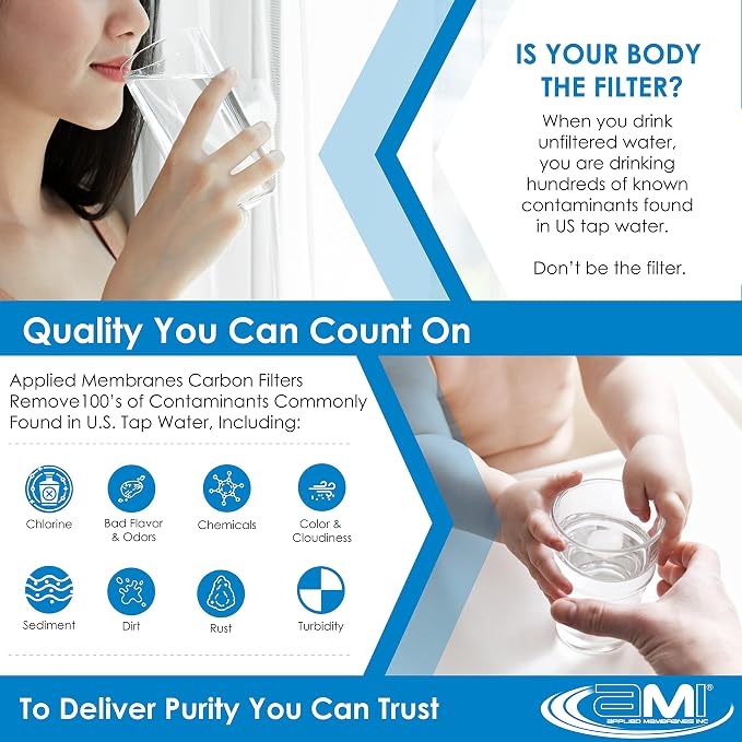 APPLIED MEMBRANES INC. 4.5" x 20" Carbon Water Filter | Whole House or